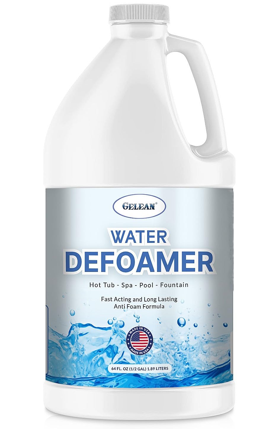 Hot Tub Defoamer - Pool, Fountain, Spa Anti Foam Defoamer -1/2 Gallon (64 oz.)- Eco Friendly & Safe Water Anti Foam - Quickly Removes & Prevents Foam - Silicone Emulsion HotTub Chemicals Made in USA,