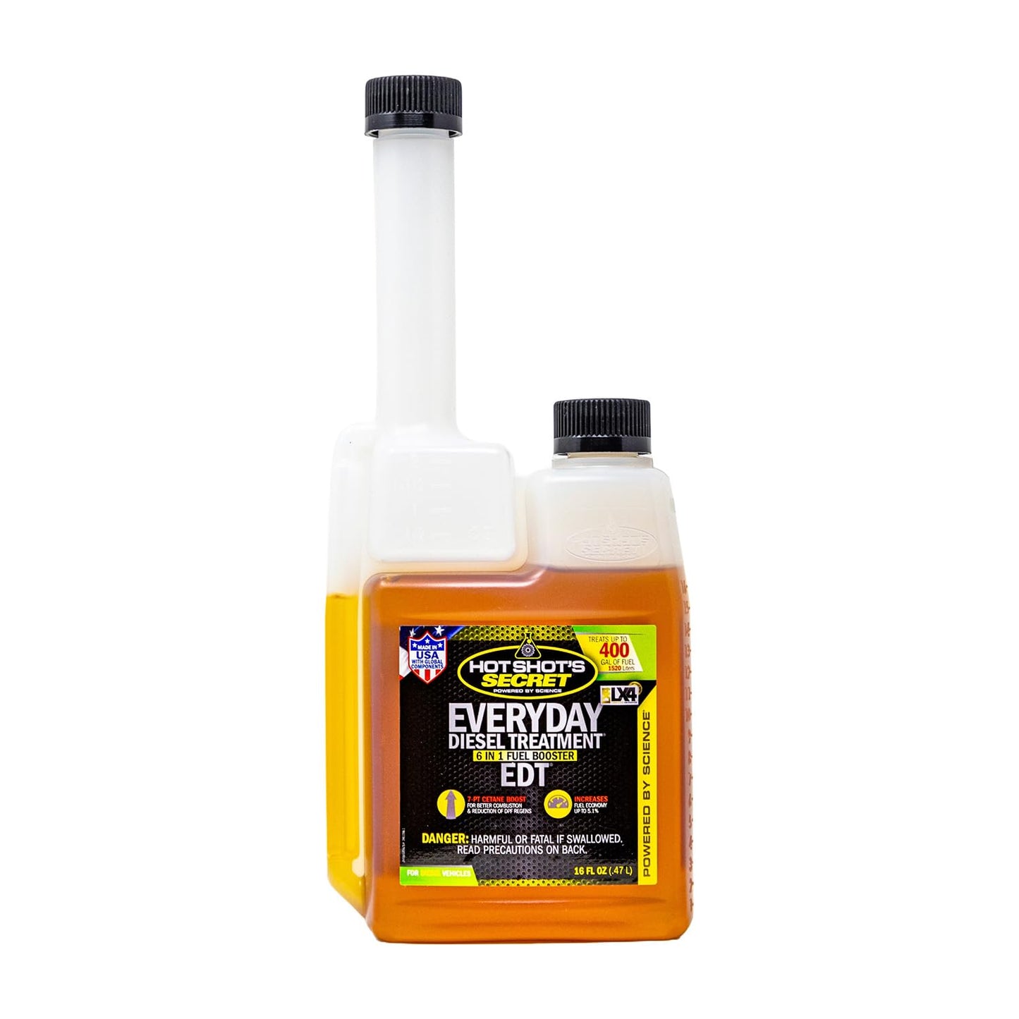Hot Shot’s Secret Everyday Diesel Treatment EDT 16 oz Squeeze – Treats 400 Gallons – 6-in-1 Diesel Fuel Additive, Injector and Fuel System Cleaner, Boosts Cetane