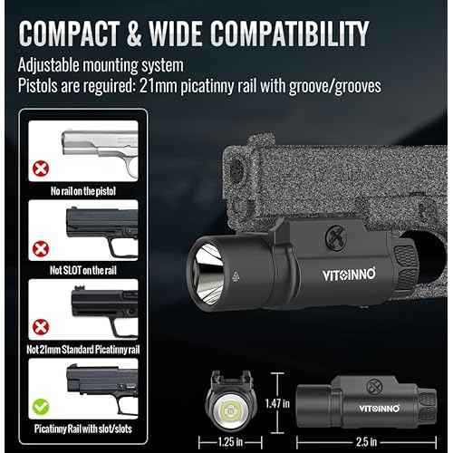 1750 Lumen Tactical Flashlight with Bottom Moonlight lamp, Rechargeable Pistol Light with Strobe/Momentary Compatible with Picatinny Rail