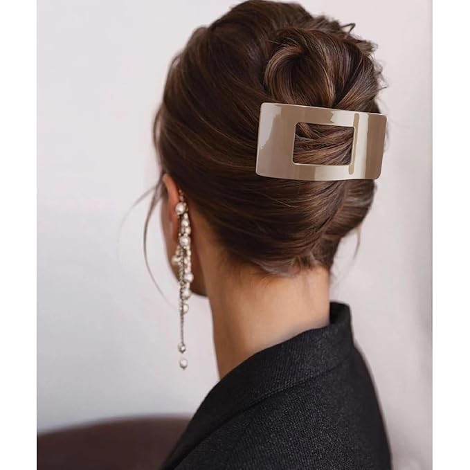 Velscrun Flat Hair Clips for Women Girls, Matte Lay Flat Claw Clips, Strong Hold Large Side Hair Clip All Hair Types, French Duck Billed Non Slip Grip Daily Styling Hair Jaw Claw Clip Natural Color