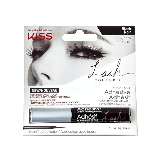 KISS Lash Couture, Lash_Glue, Super Strong Strip Adhesive, Black, Includes Lash Adhesive, Long Lasting Wear, Can Be Used with Strip Lashes and Clusters (Pack of 2)