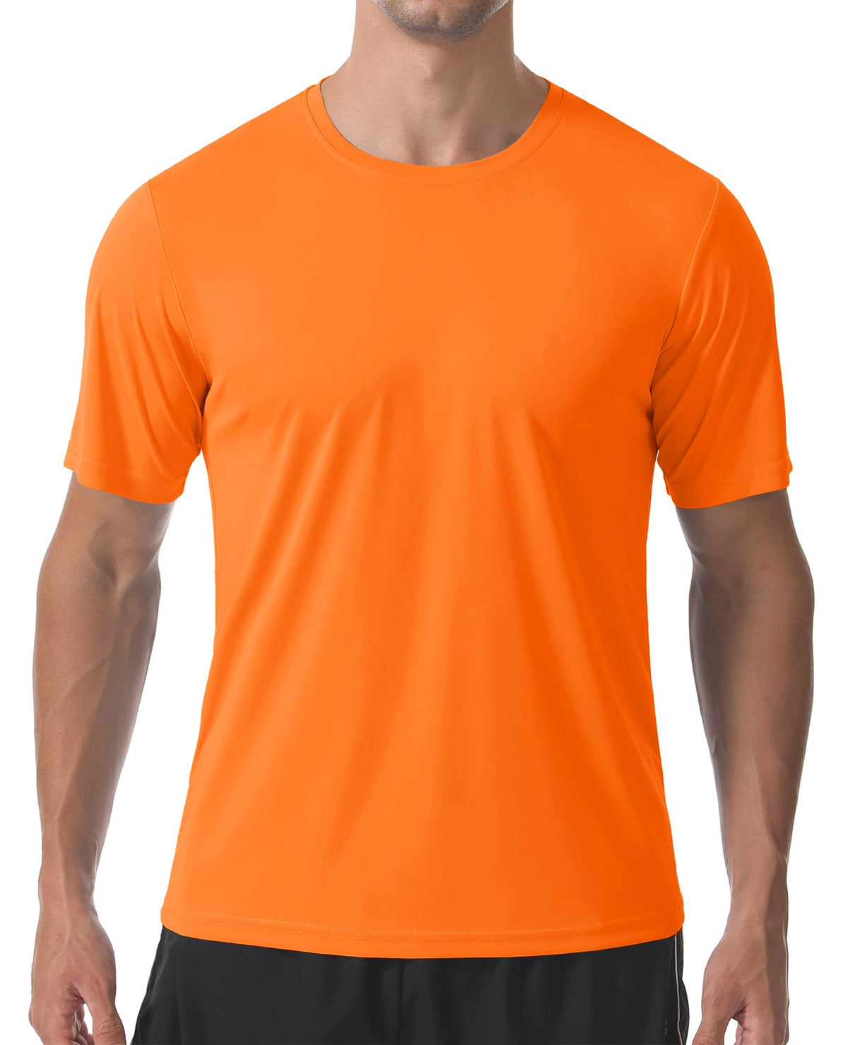 PLUMZJOY Mens Short Sleeve T-Shirts UPF 50+ Shirts Sun Protection T Shirt Rash Guard Shirts Quick Dry Running Gym Workout Shirt Orange XL