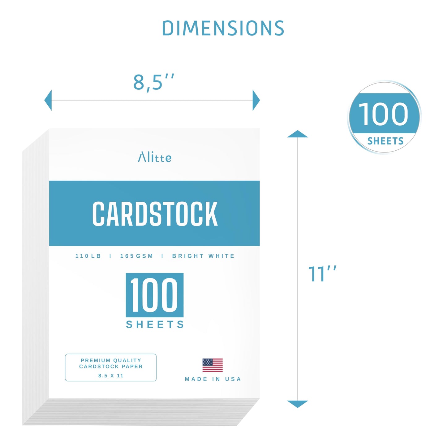Cardstock Paper | 100 Pack, White Card Stock Printer Paper 8.5 x11, Heavyweight Thick, 110 lb, Premium Smooth Sheets and Printer Compatible - for Crafts, Cards, and Business