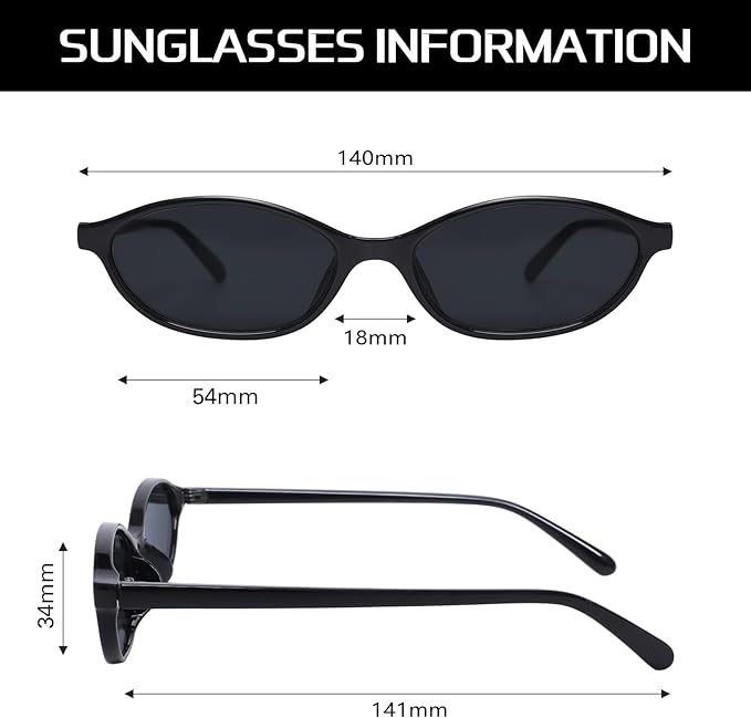 GUVIVI Retro Oval Sunglasses for Women Chic Cat Eye 90s Sunnies Lightweight Narrow Shades Trendy UV protection Sun Glasses