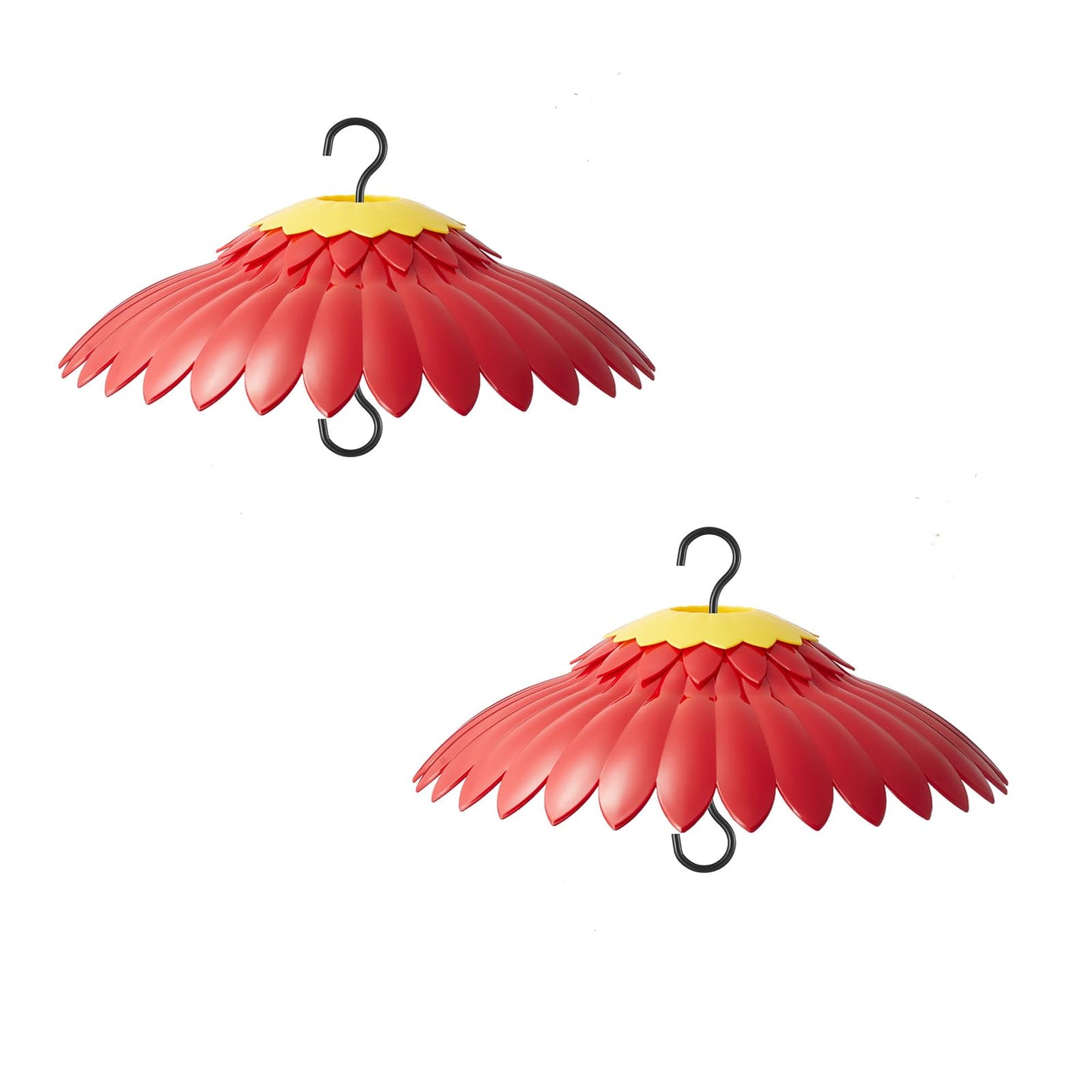Hummingbird Feeder Cover Dome Protective Weather Guard for Hanging Bird Feeder Baffle from Rain and Sun Built in Moat Proof 3 Stainless Steel Hooks 11" (2 Pack, Red-a)