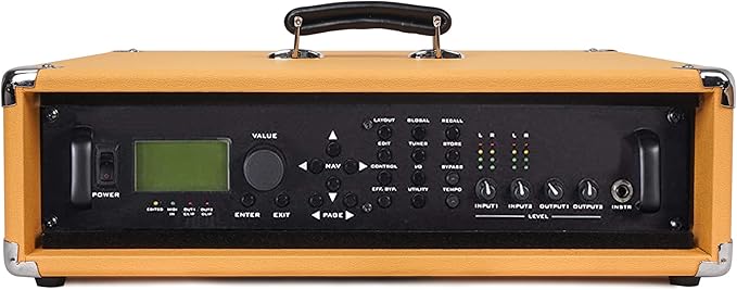 Sound Town Vintage 2U Amp Rack Case, 12.5" Depth with Rubber Feet, Dust Cover, Kickstand, Orange (STVRC-2OR)
