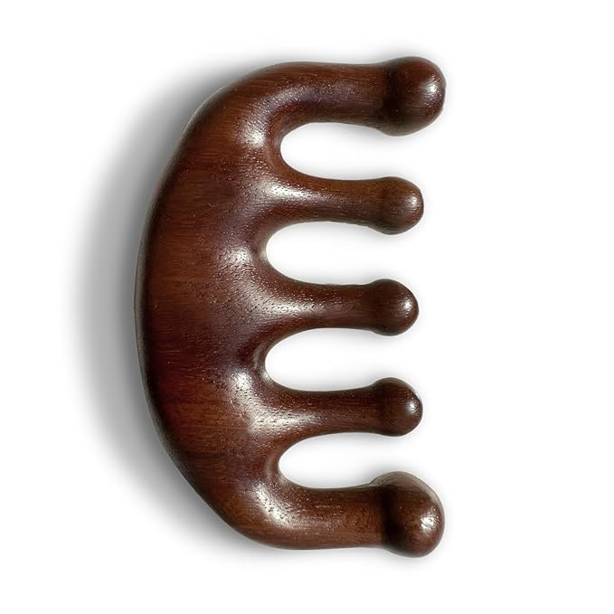 Wooden Scalp Massager - Handmade 100% Natural Green Sandalwood Wide Tooth Combs - Wood Massage Comb & Sandalwood Comb for Luxurious Hair Care