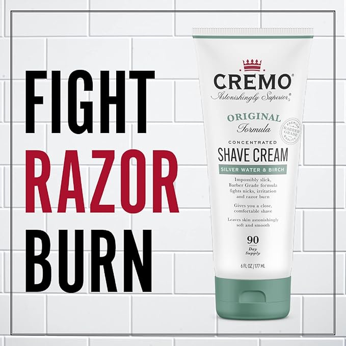 Cremo Silver Water & Birch Shave Cream,Astonishingly Superior Ultra-Slick Shaving Cream for Men,Fights Nicks,Cuts and Razor Burn,6 Fl Oz,(Pack of 2)