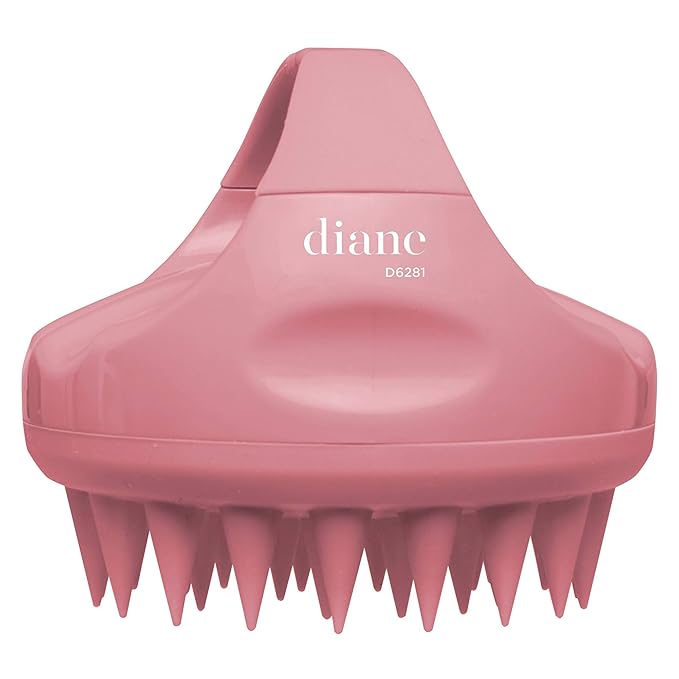 Diane Scalp Massage and Shampoo Brush with Soft Silicone Bristles, Exfoliates and Cleanses Scalp, Promotes Scalp Circulation, Evenly Distributes Hair Oil, Clear