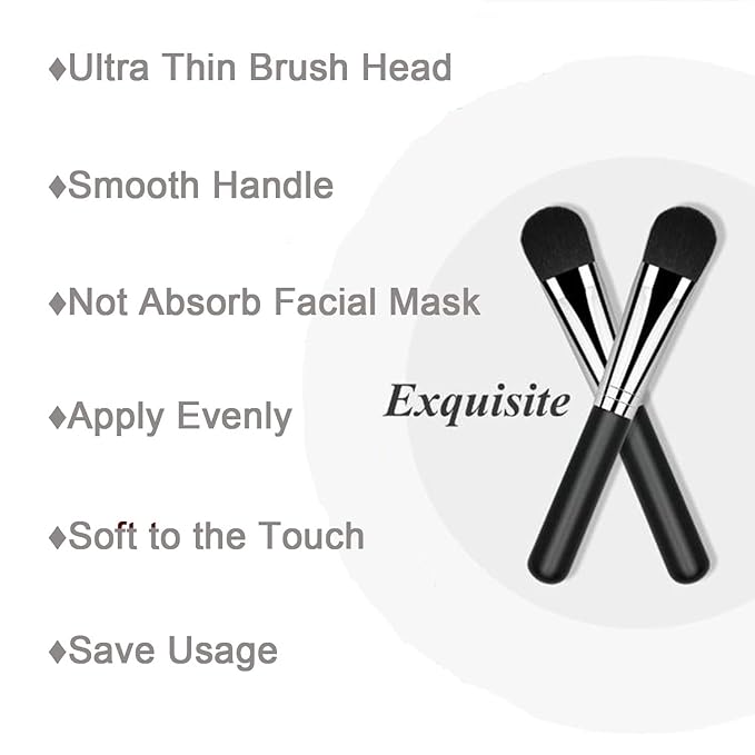 Facial Mask Application Brush, Black Soft and Flexible Bristles Man-made Fiber Brush Head Cosmetic Tool for Body Lotion, Mud, Clay, Charcoal Mixed Mask