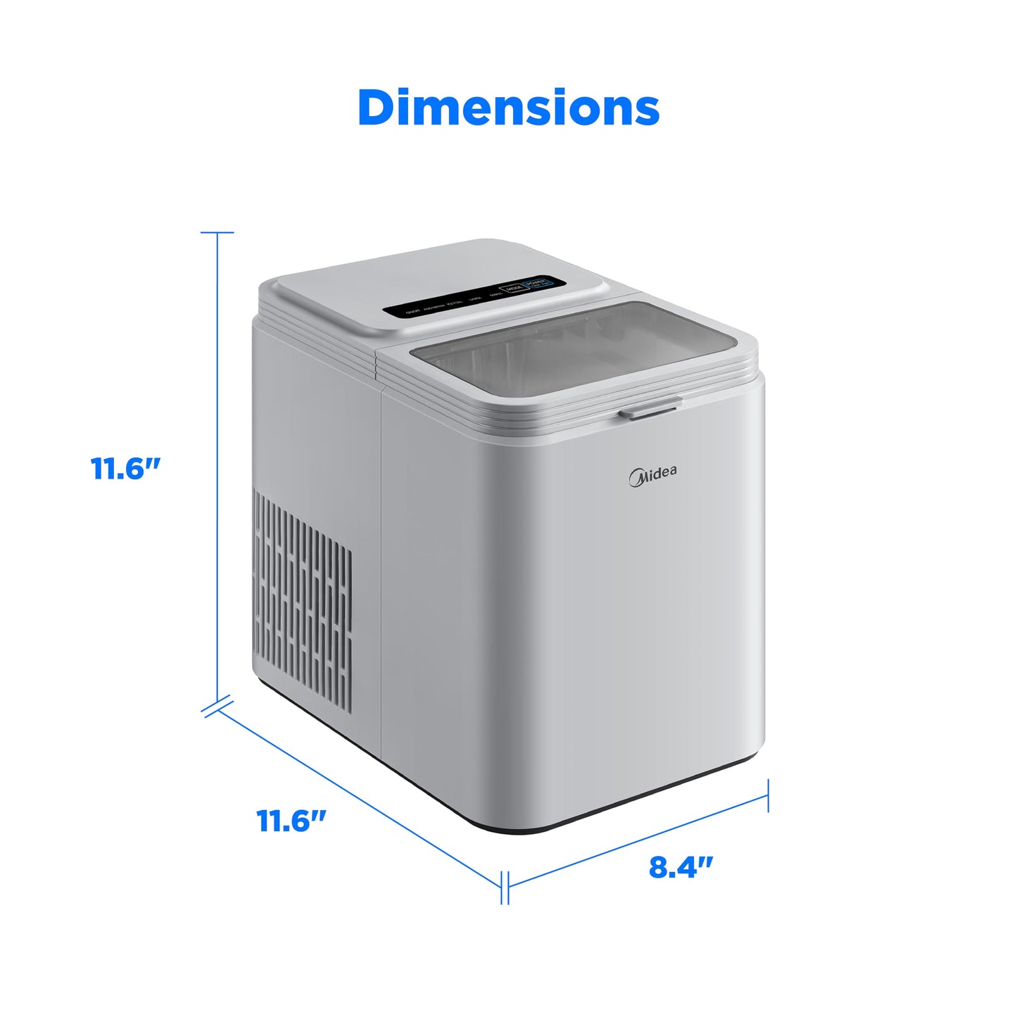 Midea MERI26B1AGY Countertop Bullet-Ice Maker, 8 Ice Bullets Ready in 6 Minutes, 26lbs/24H, Self-Cleaning Function with Ice Scoop and Basket for Home/Office/RV