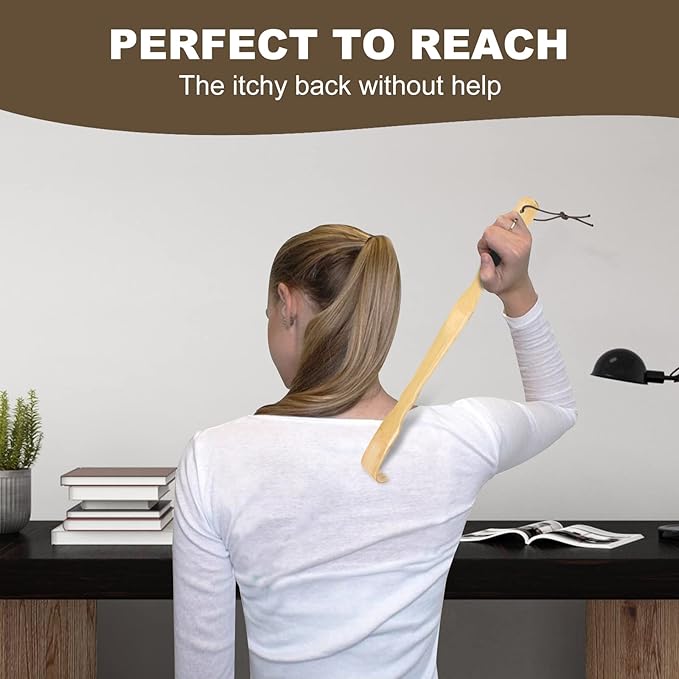 Wooden Bamboo Back Scratcher, 17 Inch Long Handle Back Scratchers for Adults Men Women, with Beautiful Gift Packaging (3 Pack)