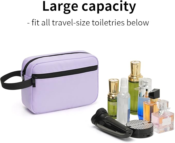 Travel Hanging Toiletry Bag with Carry Handle - Water-Resistant Small Cosmetic Organizer for Men & Women, Makeup, Shaving Kit, Gym & Travel Essentials (Lavender)