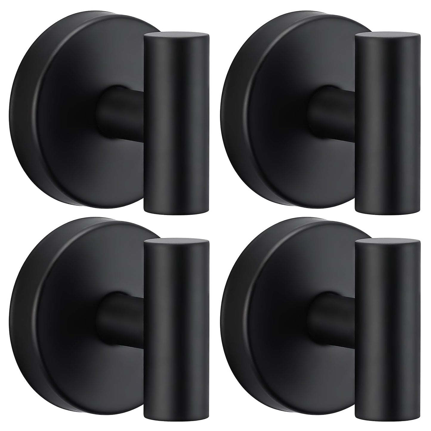 warlve Heavy Duty Reusable Suction Cup Hooks for Shower - No Drill Bathroom/Glass/Mirror/Tiles & Metal and Smooth Non-Porous Surfaces for Towels, Robes, Loofahs(4, Matte Black)