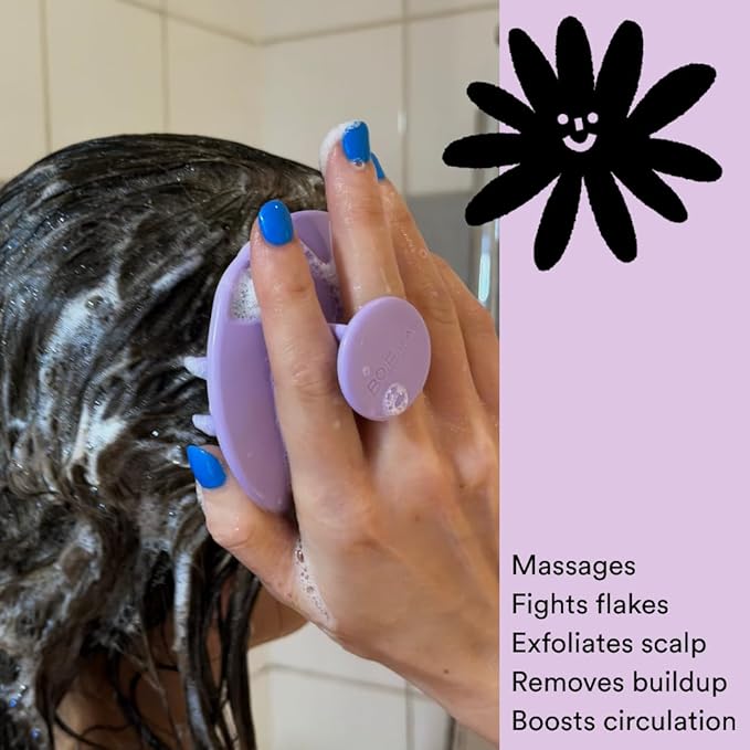 Boie USA Scalp Scrubber - Exfoliating Shampoo Brush, Soft Bristles for Dandruff and Buildup Removal - Gentle Scalp Massager Promotes Circulation - BPA- & Latex-Free, Made in The USA & Easy to Clean
