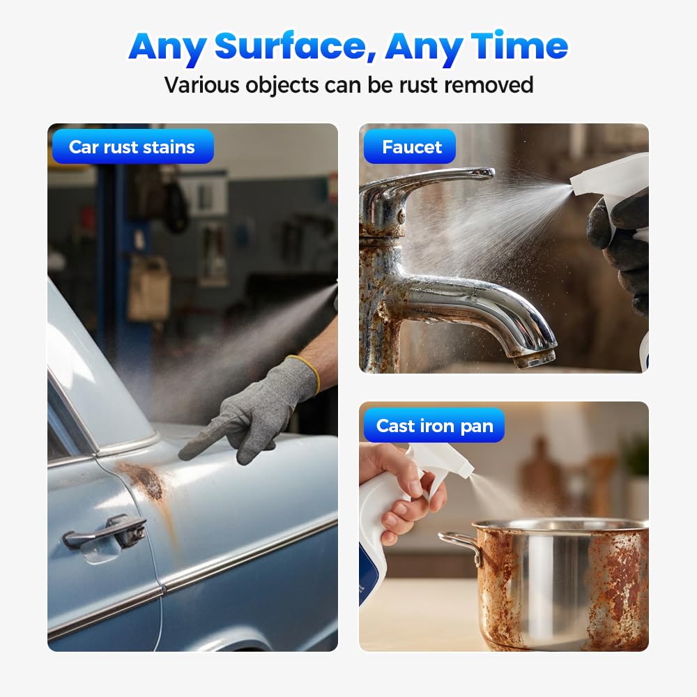 TAQIYEZ Rust Remover Spray for Metal, Powerful Rust Remover Heavy Duty Metal Cleaner, Multipurpose Rust Stain Remover for Metal, Stainless Steel, Automotive Parts, Fast Acting (1PCS)