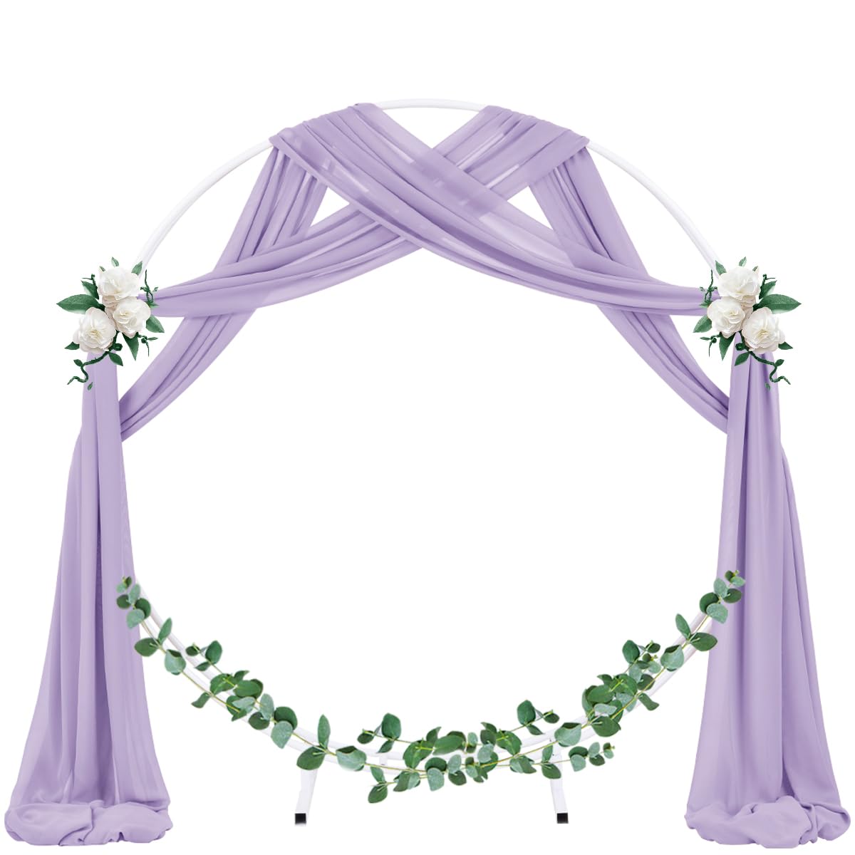 Socomi Wedding Arch Draping Fabric 2 Panels 29" x 19Ft Lavender Purple Sheer Chiffon Curtain Drapes 6 Yards for Wedding Ceremony Birthday Party Decoration