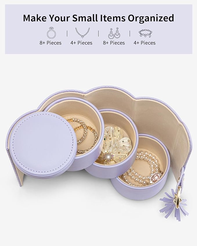 Vlando Travel Jewelry Case for Women, Travel Essential, Travel Must Haves Jewelry Travel Organizer for Girls, Christmas Gifts for Travelers Couples Mom Friends - Purple