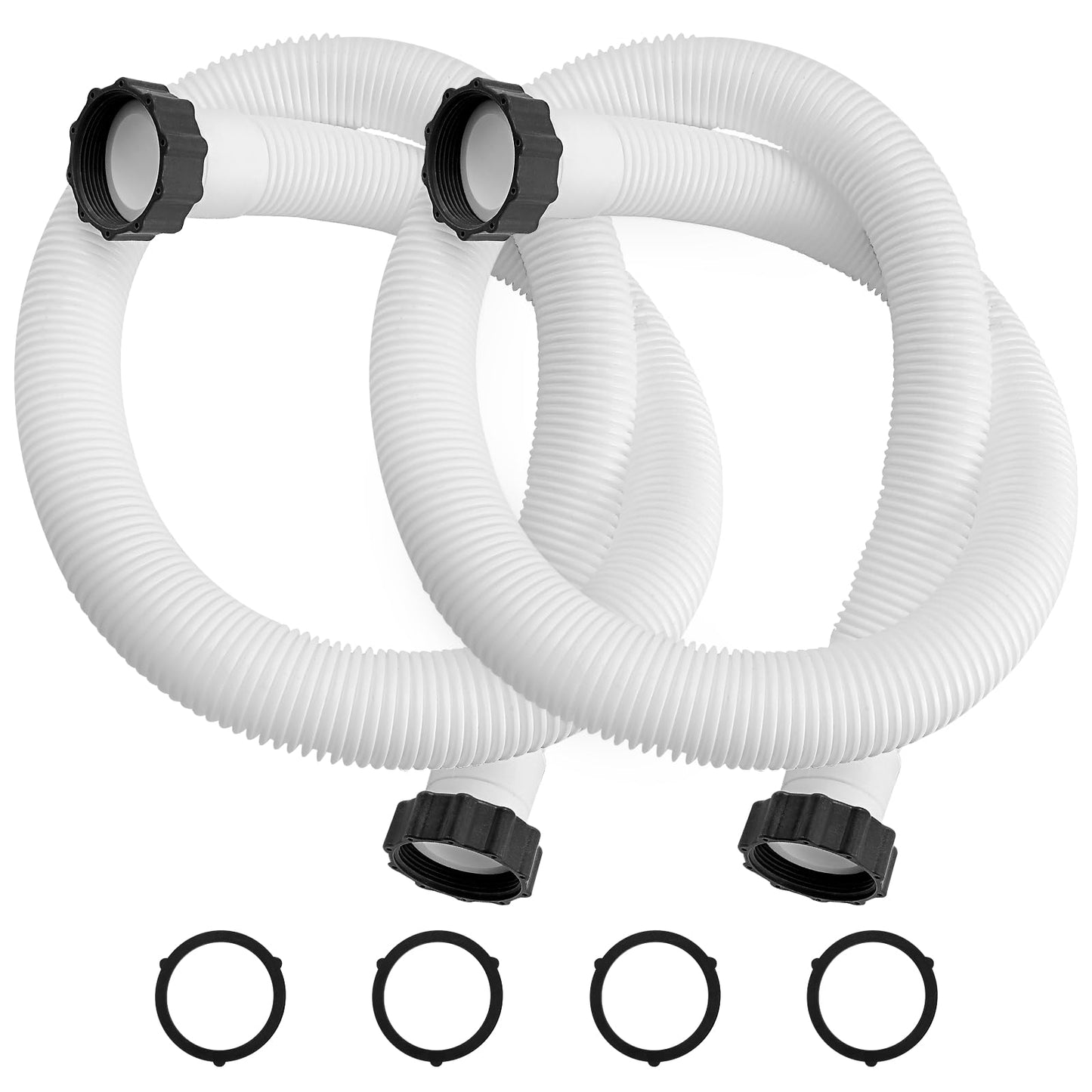 IDEASURE 1.5" Diameter 29060E Pool Pump Hoses for Above Ground Pools - 59" Long Pool Hoses for Intexx Cole man Filter Pumps, Sand Filters & Saltwater Systems with 1,500 to 2,500 GPH Capacity, 2 Pack