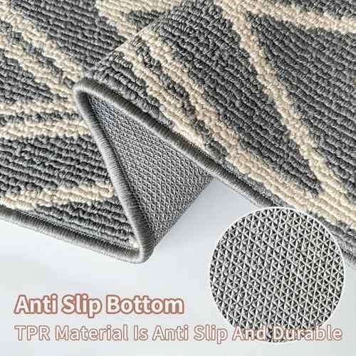 HDFK Door Mat, 48x32 Inch Gray Ultra-Dense Rug for Muddy Paws - Industrial TPR Backing Entryway Carpet for Office Home, Washable Outdoor Mat Traps Mud & Pet Hair