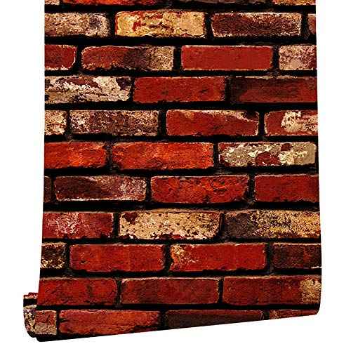 MelunMer Red Brick Peel and Stick Wallpaper 17.7¡±¡¿118¡± Self Adhesive Removable Wallpaper Red Faux Brick Contact Paper Waterproof Decorative Easily to Install Contact Paper for Kitchen Backsplash