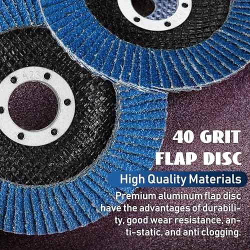 80 Pack Flap Discs 4 1/2 Inch for Angle Grinder 4.5 x 7/8 Inch Aluminum Oxide Sanding Grinding Wheels 40 60 Grit Grinding Discs Abrasives Flapper Wheel for Wood Metal Sanding (Blue,40 Grit)