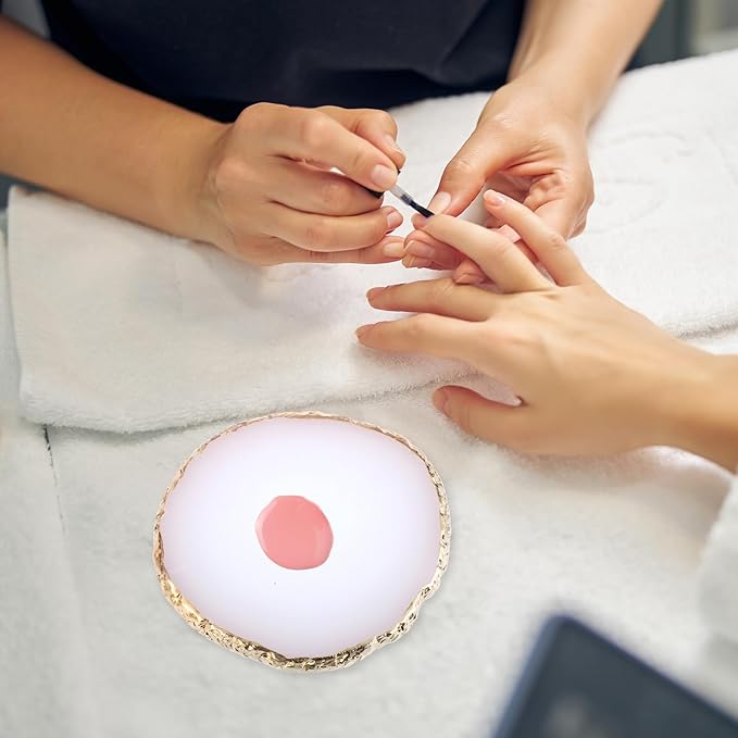 2 Pcs Resin Nail Art Palette, Nails Art Painting Mixed Color Palettes Gold Edge Nail Holder Nails Arts Display Board Easter Gifts for Women Easter Basket Stuffers(Coffee, White)