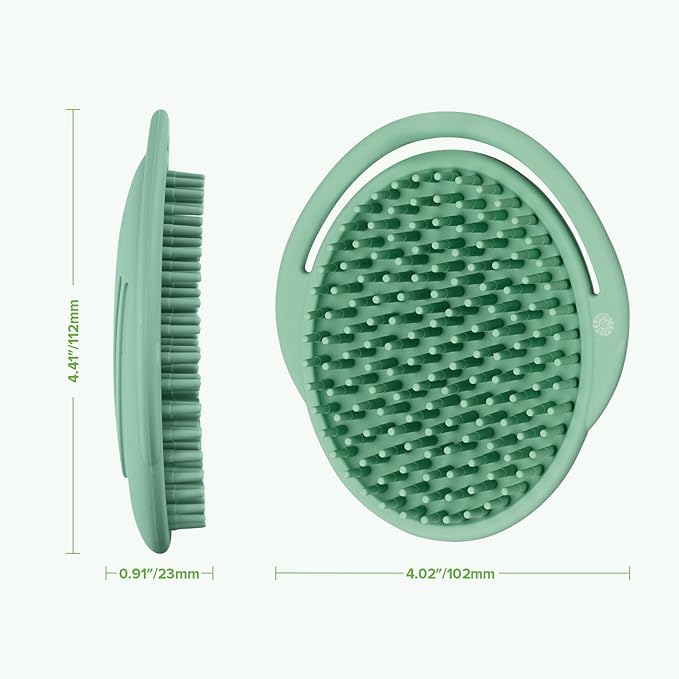 haakaa Silicone Shampoo Brush - Cradle Cap Brush Comb - Baby Hair Scrubber - Baby Bath Essentials - 1pk-Pea Green