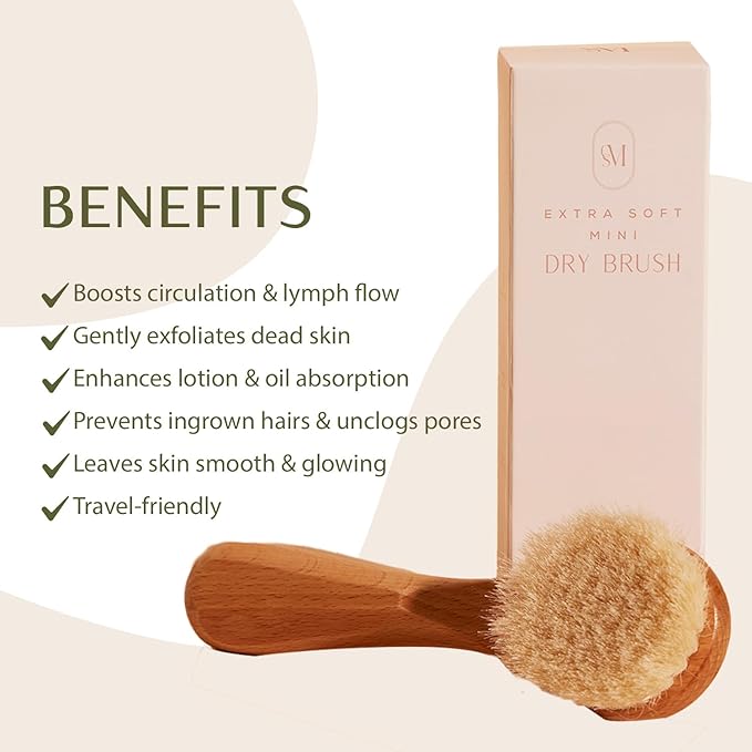 CSM Lymphatic Contour Face Brush - Soft Lymphatic Face Brush for Sensitive Skin with Goat Hair Bristles for Facial Lymphatic Drainage