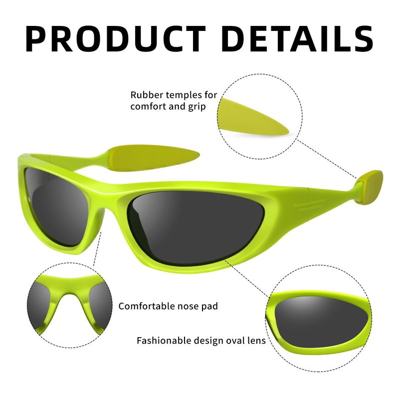 DsitMG Wrap Around Y2K Sunglasses for Women Trendy Oval Polarized Glasses UV400 Protection Sun protection traveling cycling (Green)