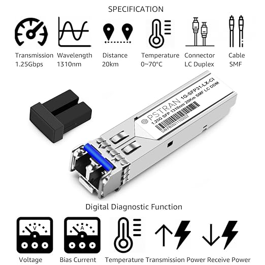 OPSTRAN 1000BASE-LX/LH SFP Optical Transceiver Module Compatible with D-Link DEM-310GT 1310nm 20km DOM Duplex LC SMF 4 Pack