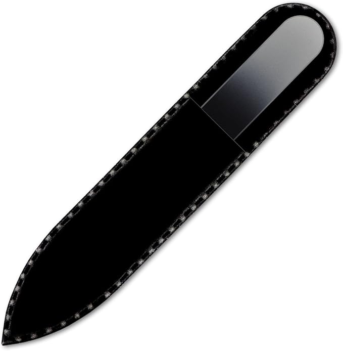 Mont Bleu Rainbow Crystal Nail File in Black Pouch - Small/Purse Size - Czech Tempered Glass - Handmade in Bohemia (Czech Republic)