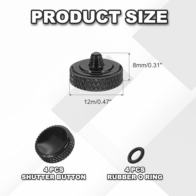 PATIKIL Camera Shutter Button, 4 Pack 12mm Concave Surface Shutter Release Buttons Pure Copper Camera Button for Nikon for Fujifilm for Leica DSLR/SLR, Matte Black