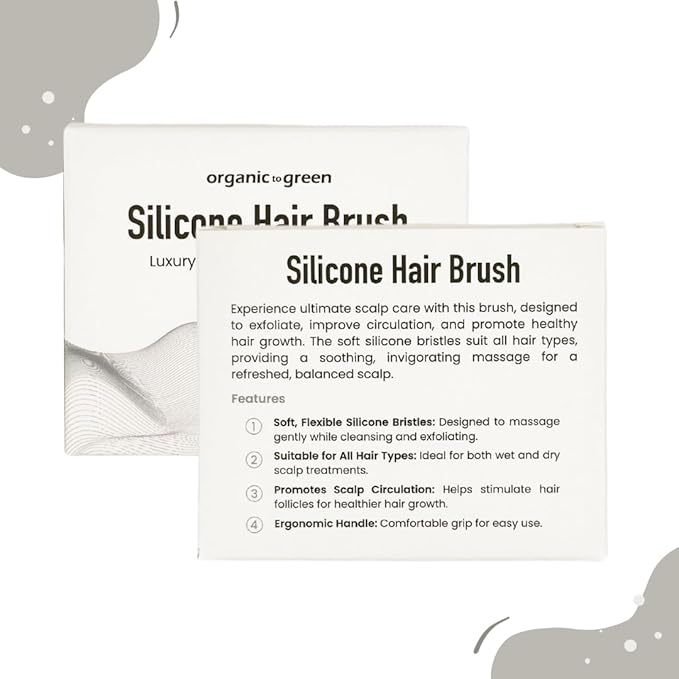 Organic To Green - Silicone Hair Brush (Gray) Soft Silicone Bristles to Remove Dandruff, Waterproof Hair Scrubber for Both Wet Dry Hair, Suitable for Men & Women