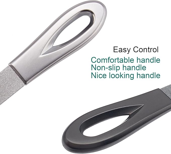 Toenail File for Thick Toenails, 3.6 Inch Stainless Steel Diamond Metal Finger Nail Files for Men and Women, Comes with Glass Polisher Set
