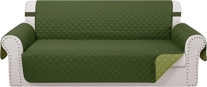 Reversible Oversized Sofa Covers Couch Cover Furniture Protector for Dogs Elastic Straps Water Resistant(XLSofa,Huntergreen/Sage)