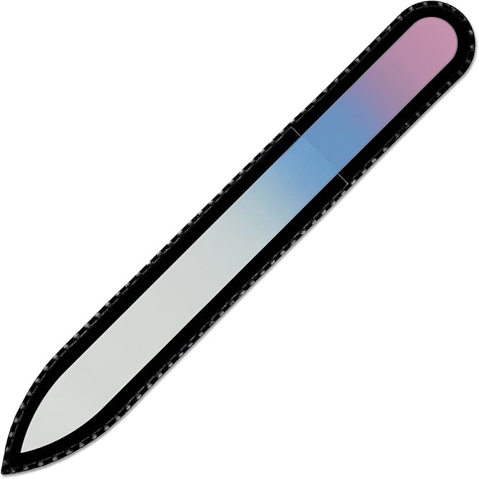 Mont Bleu Nail File in Black Pouch - Czech Tempered Glass - Birthday Gifts for Women - Crystal Nail Files for Natural Nails