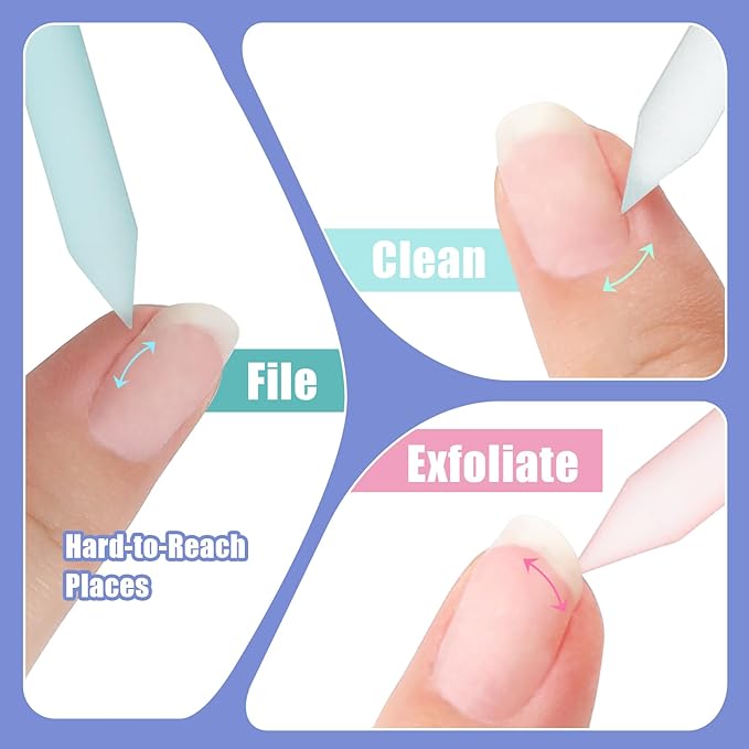4Pcs Glass Cuticle Pusher, Crystal Cuticle Pusher Glass File, Dual-Ended Manicure Stick, Professional Precision Filing Cuticle Remover, Manicure Pedicure Tools for Nails and Cuticles CareÃ¢ÂÂ¦