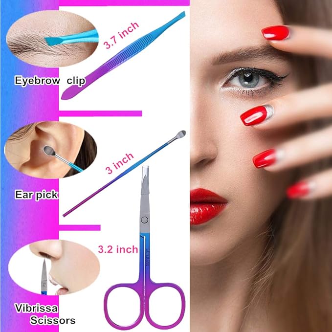 QURIPE 7pcs Manicure Set, Nail Clippers Kit, Stainless Steel Manicure Kit, Nail Clipping Tools Portable Travel Grooming Kit, The Best Gift with Luxurious Case(Multicolor)