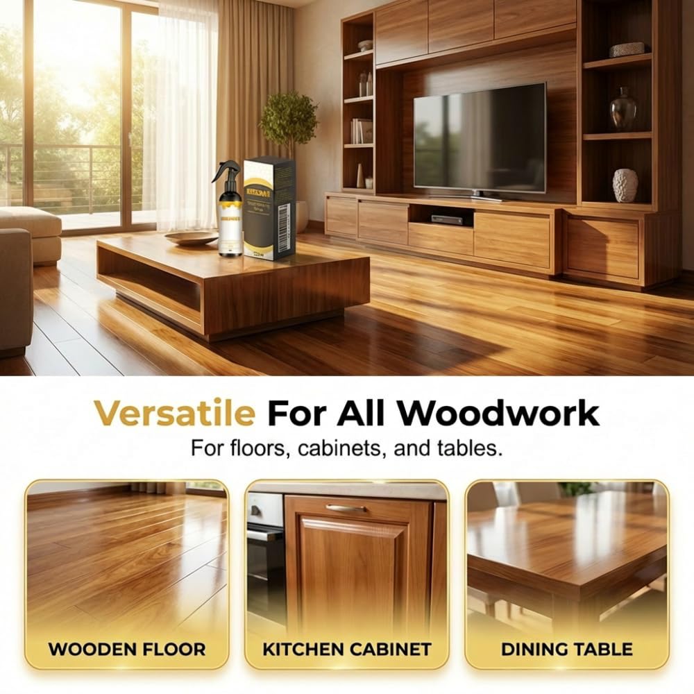 2026 New Beeswax Wood Polish Spray, 120ml Beeswax Furniture Polish Spray, Bring a Towel and a Sponge for Wood Multipurpose Wood Wax Restorer for Floors, Cabinets, and Tables (2PCS)