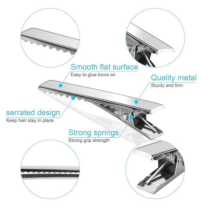 70 Pcs Alligator Hair Clips, 3 Sizes Oversized Metal Silver Hair Bow Clips Single Prong Hairdressing Salon Hair Grip DIY Accessories Hairpins for Women Bows Making Crafts (3.9-2.2-1.8 inch)
