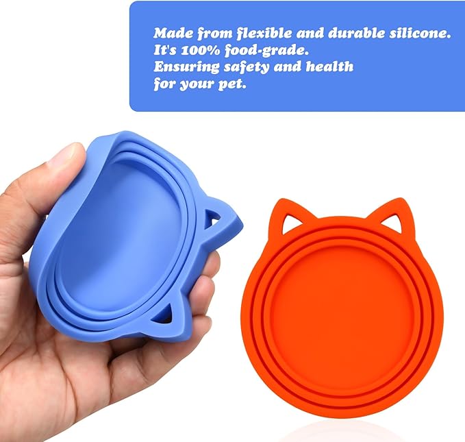 4 Pack Pet Food Can Cover Silicone Food Can Lids,Universal BPA Free, One Fit Most Standard Size Food Cans