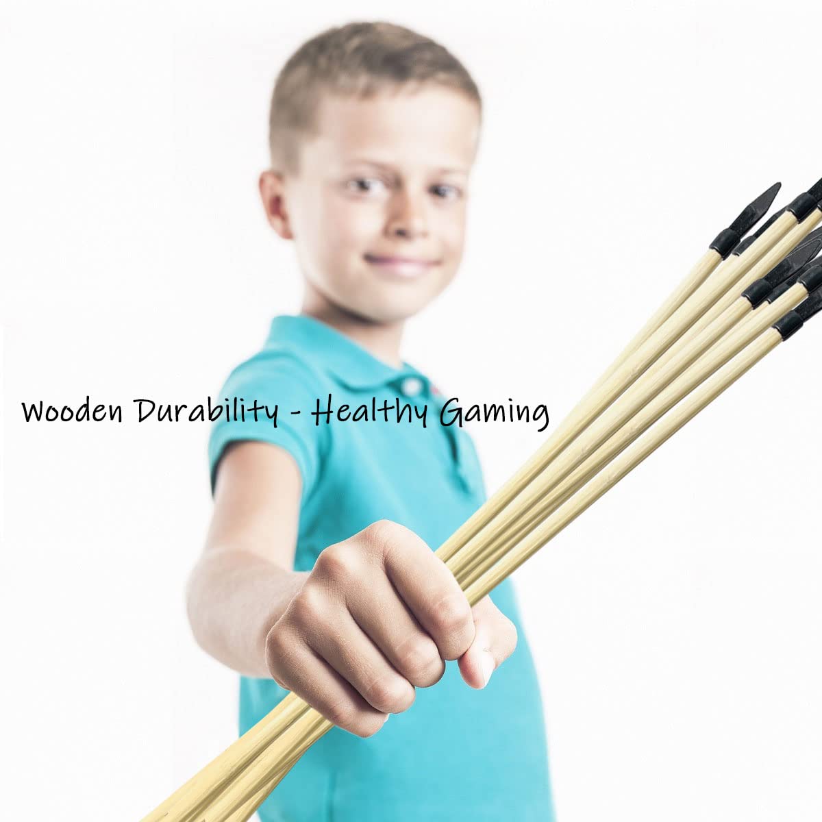 Basbon 20 Pcs Wooden Arrows Soft Rubber Tips, 17 Inch Handmade Wooden Toy Arrow for Kids and Beginners, Archery Bows Outdoor Play Cosplay Costume Decoration