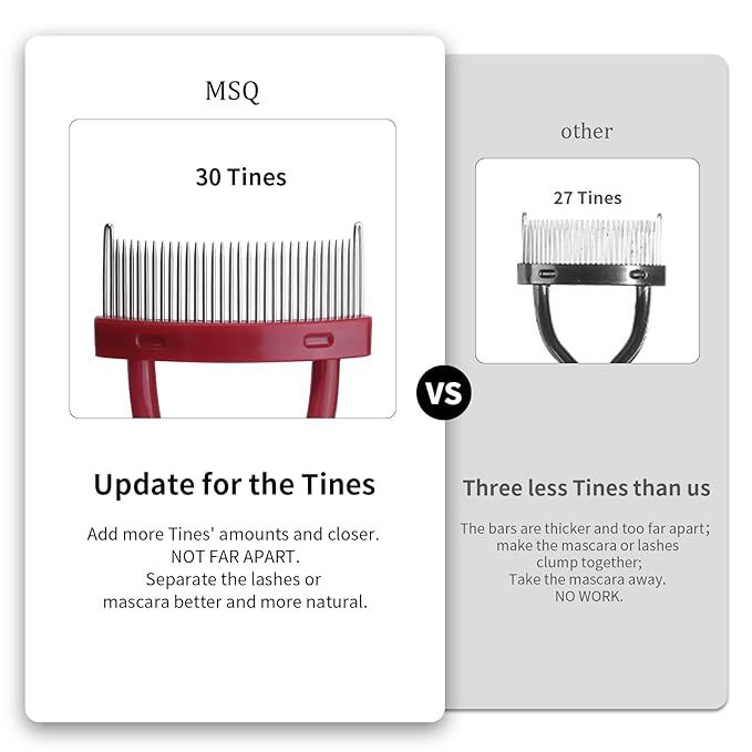 Eyelash Comb MSQ Eyelash Separator Mascara Applicator Eyelash Definer With Comb Cover Arc Designed Cosmetic Brushes Tool Red (Includes a Mascara Wand)