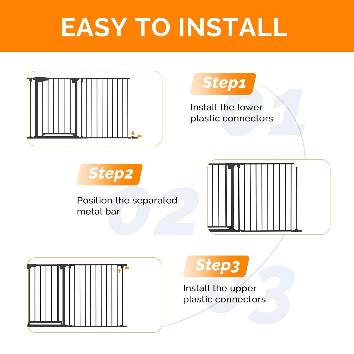 Bonnlo 120 Inches Wide Configurable Baby Gate, Fireplace Safety Fence/Guard, Adjustable 5-Panel Metal Play Yard for Toddler/Pet/Dog, Christmas Tree Fence, Includes 4 Pack of Wall Mounts, Black