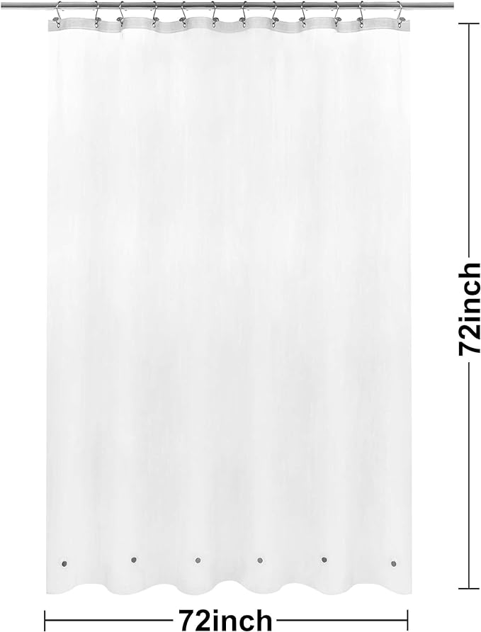 Barossa Design Frosted Shower Curtain Liner with 6 Magnets - Waterproof PEVA Shower Liner for Bath Tub, 72" x 72" Standard Size, PVC Free, Metal Grommets - Frost, 72x72