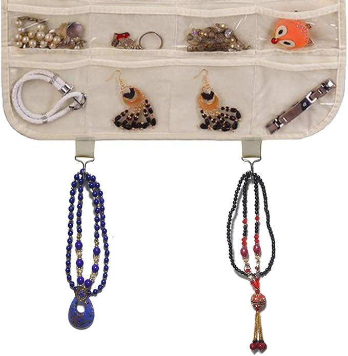 BB Brotrade Hanging Jewelry Organizer,Accessories Organizer,32 Pocket Organizer for Holding Jewelries (Beige-32 Pockets)