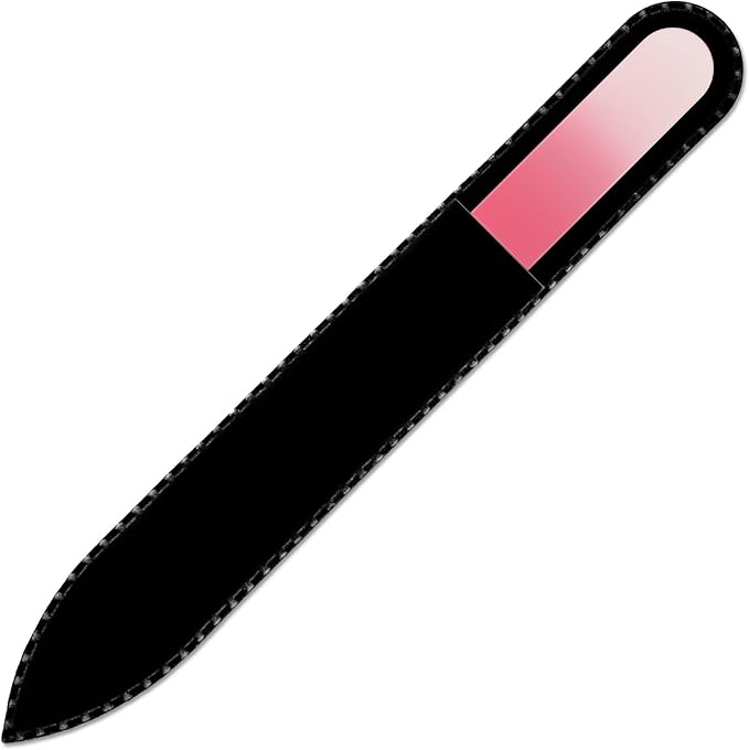 Mont Bleu Rainbow Crystal Nail File in Black Pouch - Czech Tempered Glass - Handmade in Bohemia (Czech Republic)