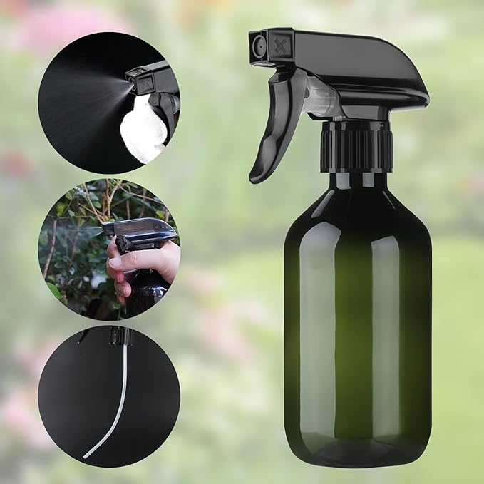 Arkeiliy 2-Pack Leakproof Spray Bottles (300ml/10oz) - Adjustable Nozzle for Fine Mist & Jet Stream | Premium Refillable Plastic Bottles for Hair Styling, Plant Misting, Cleaning Solutions (Green)