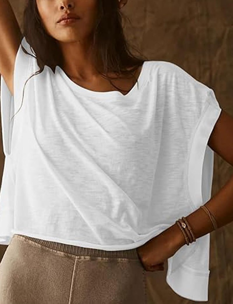 COWOKA Womens Open Back Short Sleeve Workout Tops Backless Athletic T Shirts Yoga Y2k Crop Running Tees White L